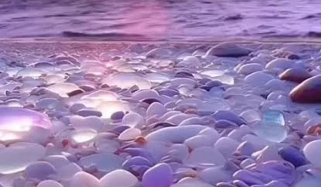 glass pebble beach at night