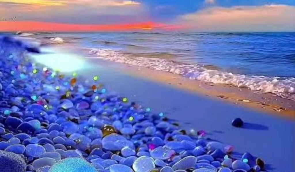 glass pebble beach at night