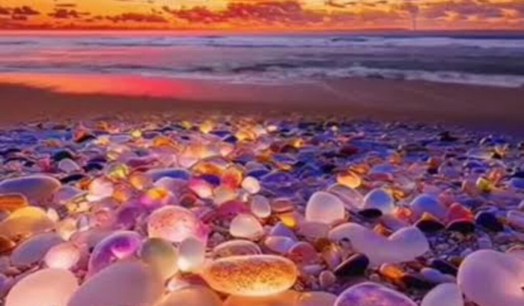 glass pebble beach at night
